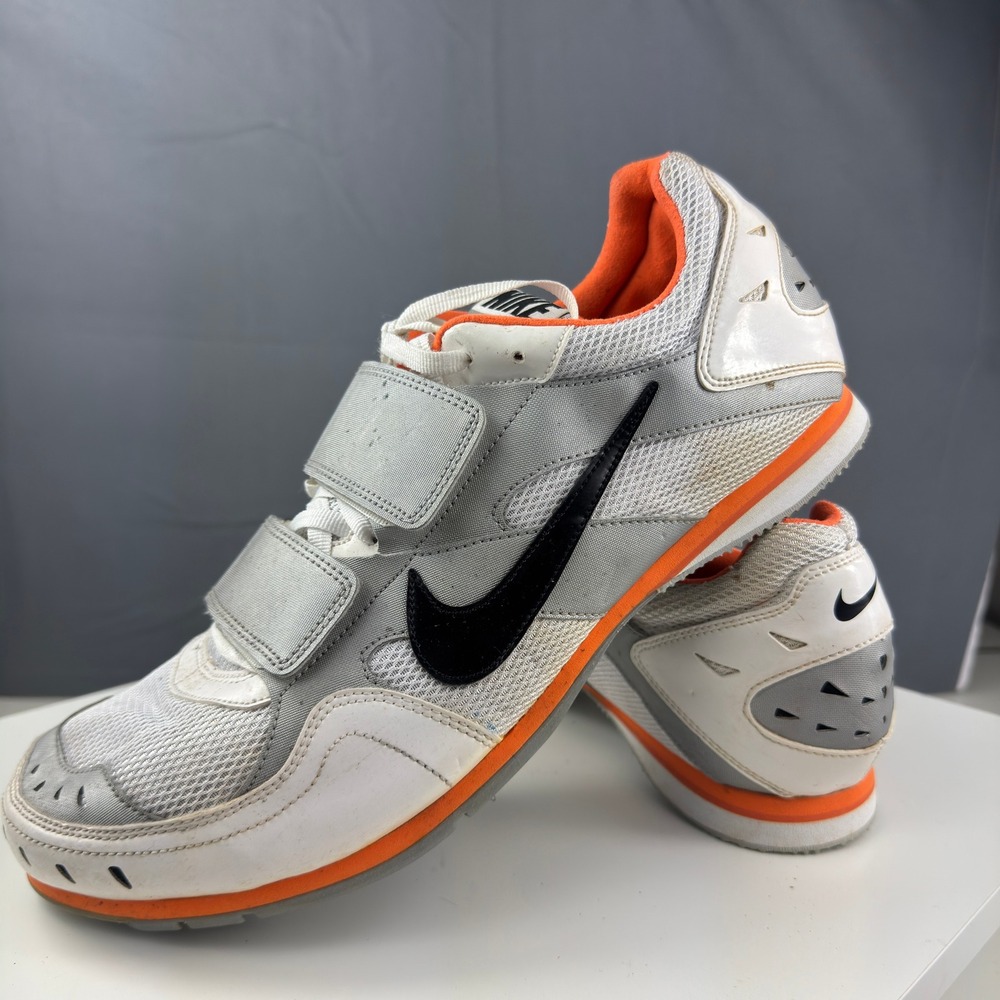 Nike Zoom TJ Triple Jump Spikes Mens 12 White Silver Orange Track Field Shoes